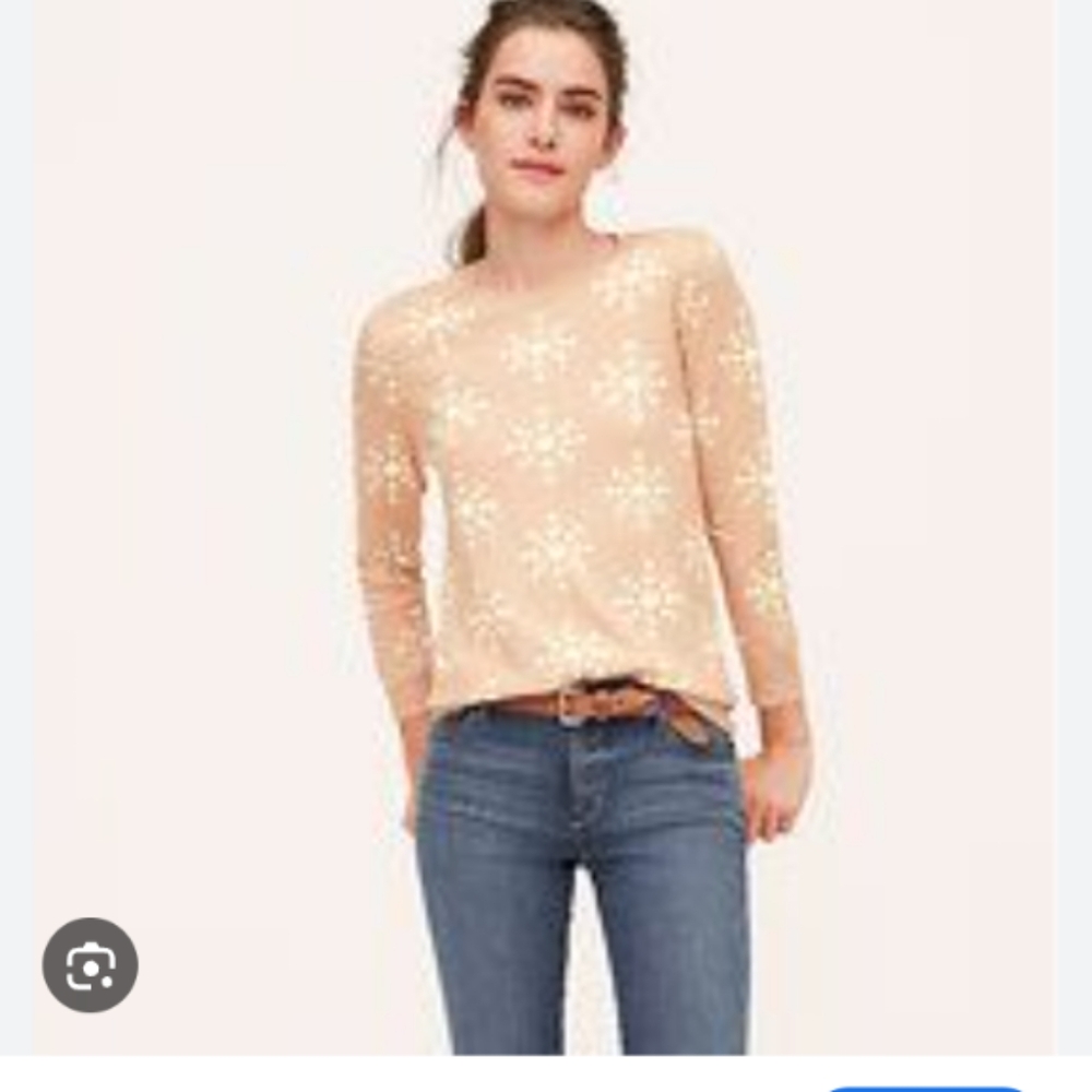 LOFT Pink Embellished 3/4 Sleeve Blouse